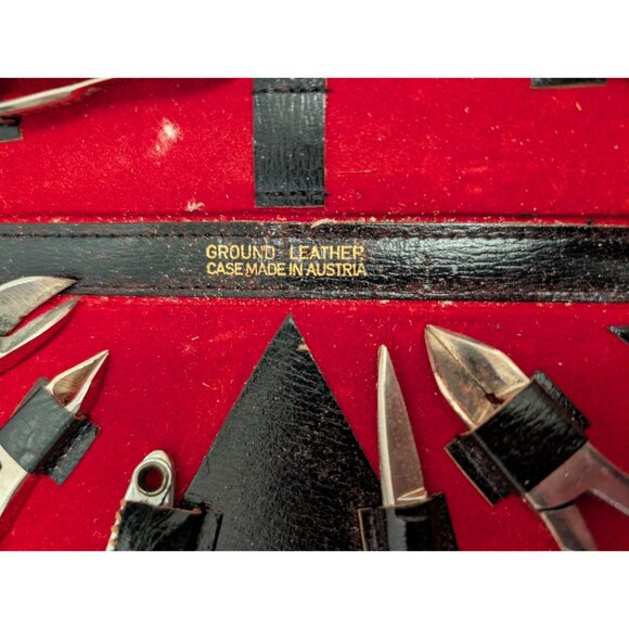 Vintage Austrian Made Manicure Kit With Ground Leather Case & 12 Tools - Picture 2 of 11